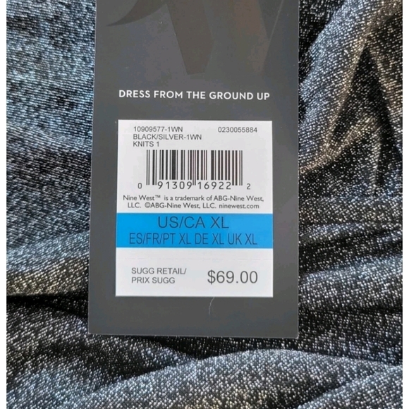 NINE WEST NWT Metallic Gray Long Sleeve Top Size XL (2) - Picture 7 of 11
